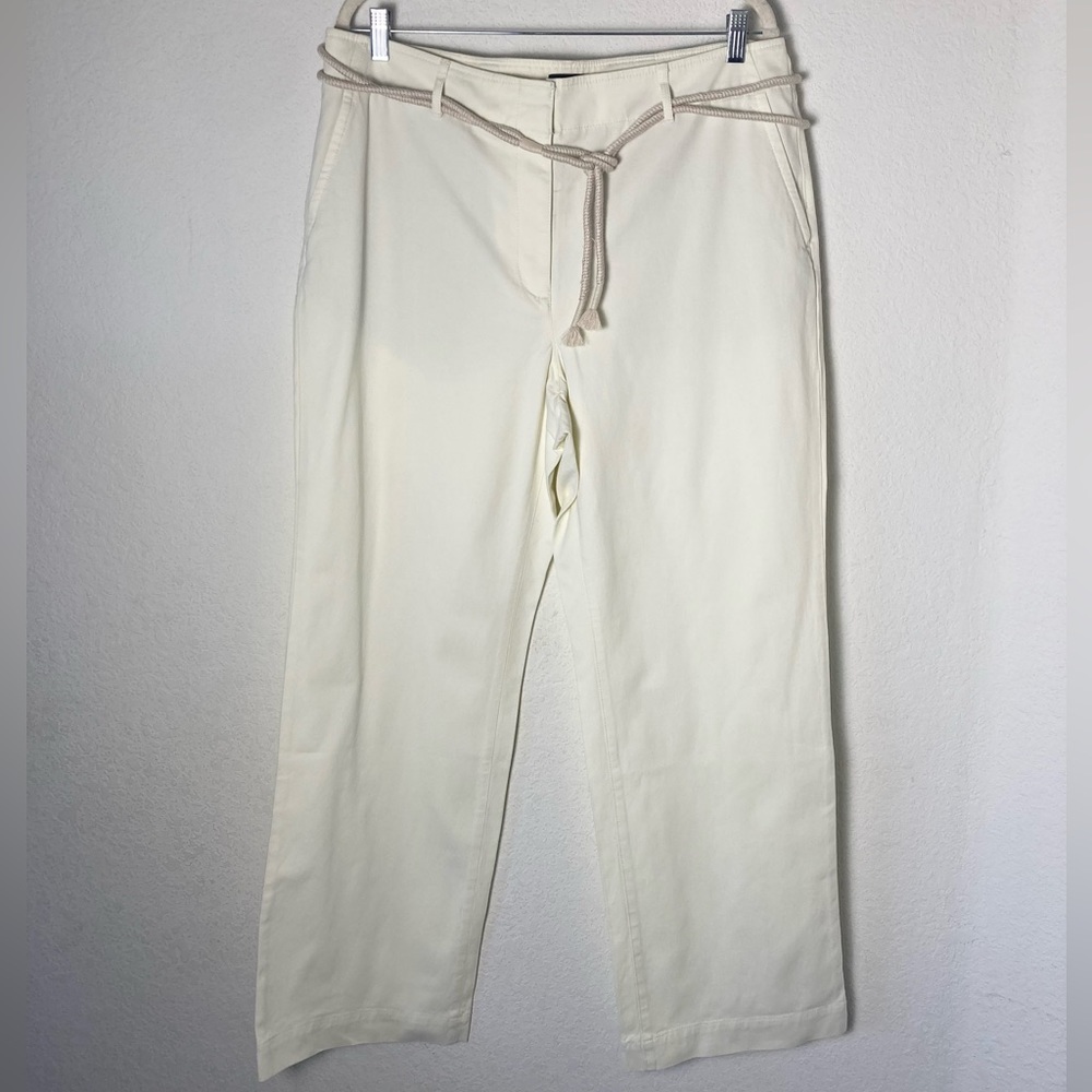 Talbots High Rise Cream / Off White Cotton / Modal Blend Wide Leg Pants